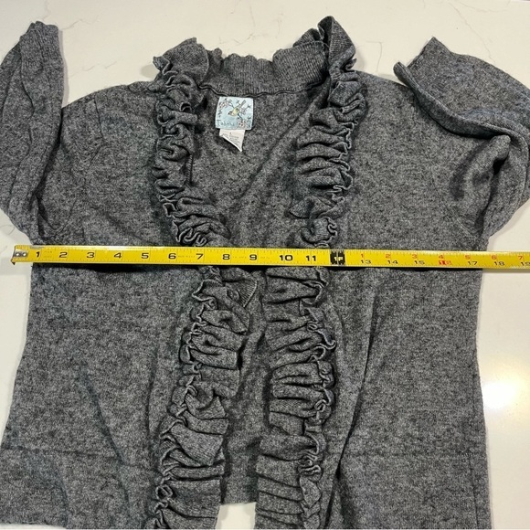Anthropologie Tabitha Gray Knit Ruffle Cashmere Blend Cardigan Sweater - Picture 8 of 10
